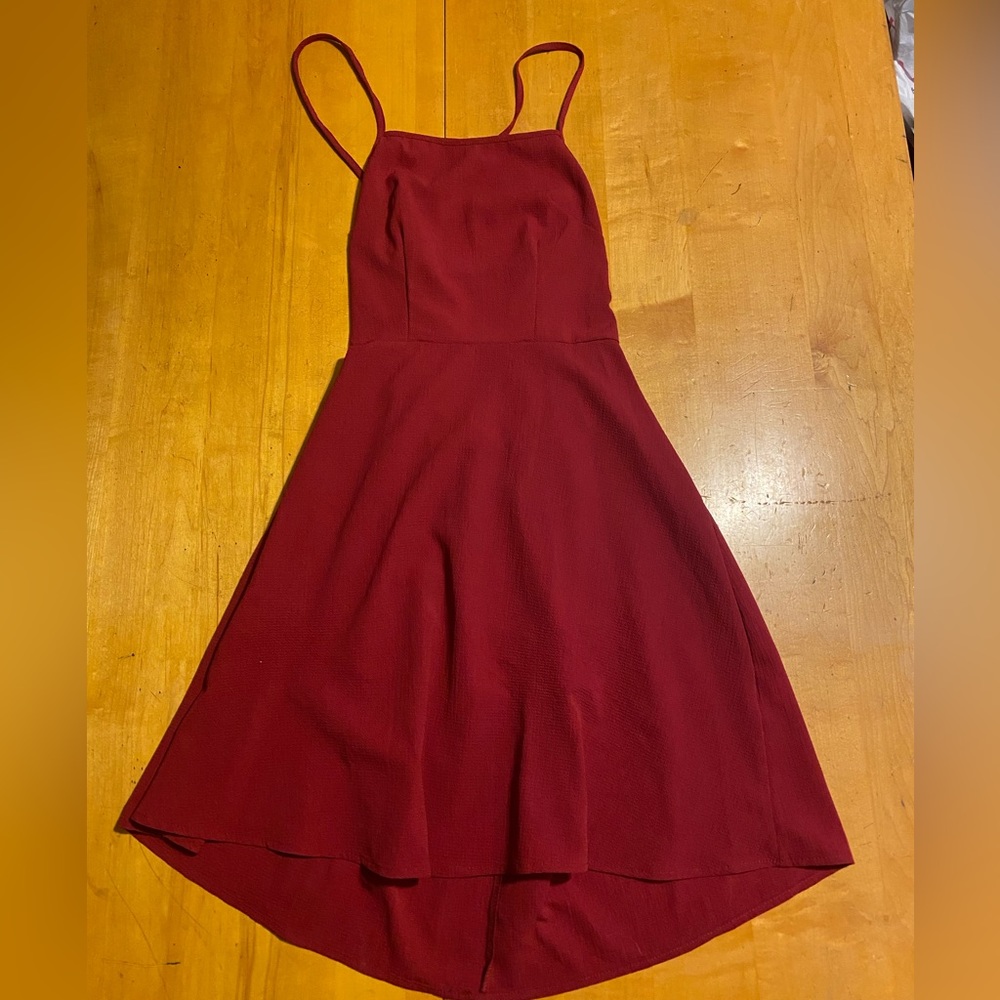 Maroon backless A-line Dress